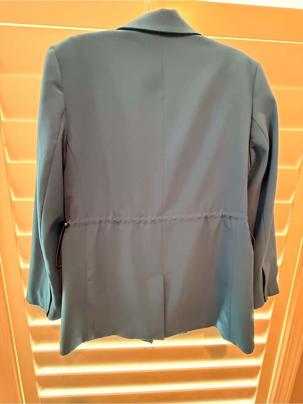 Athleta Blue Stretch Blazer Jacket Sz 10 Cinch Waist Travel EXCELLENT CONDITION - Picture 6 of 7